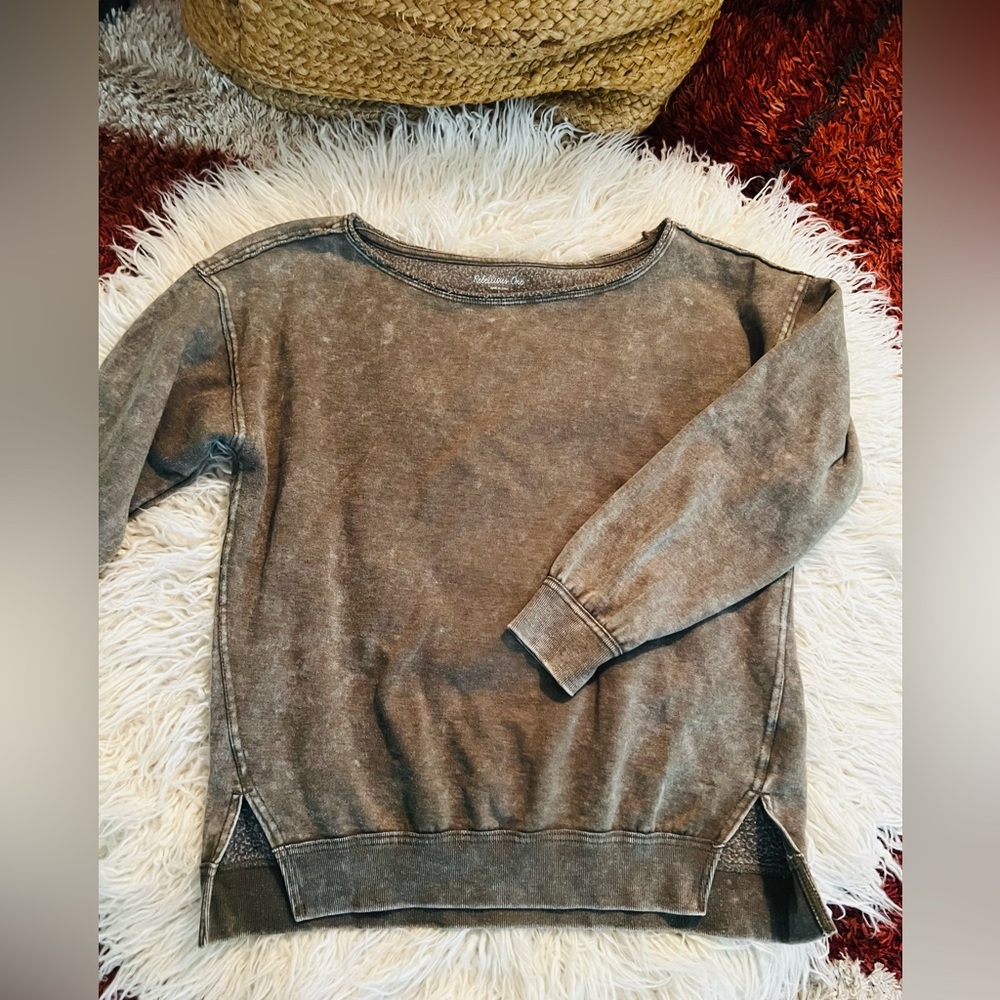 Vintage Wash Women's Sweatshirt Pullover - olive green